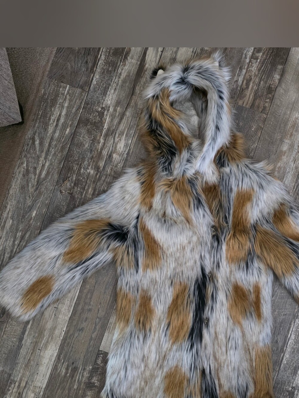 SpiritHoods Faux Fur Hooded Coat in Gray, Brown, Black & White #Festivals#Fall